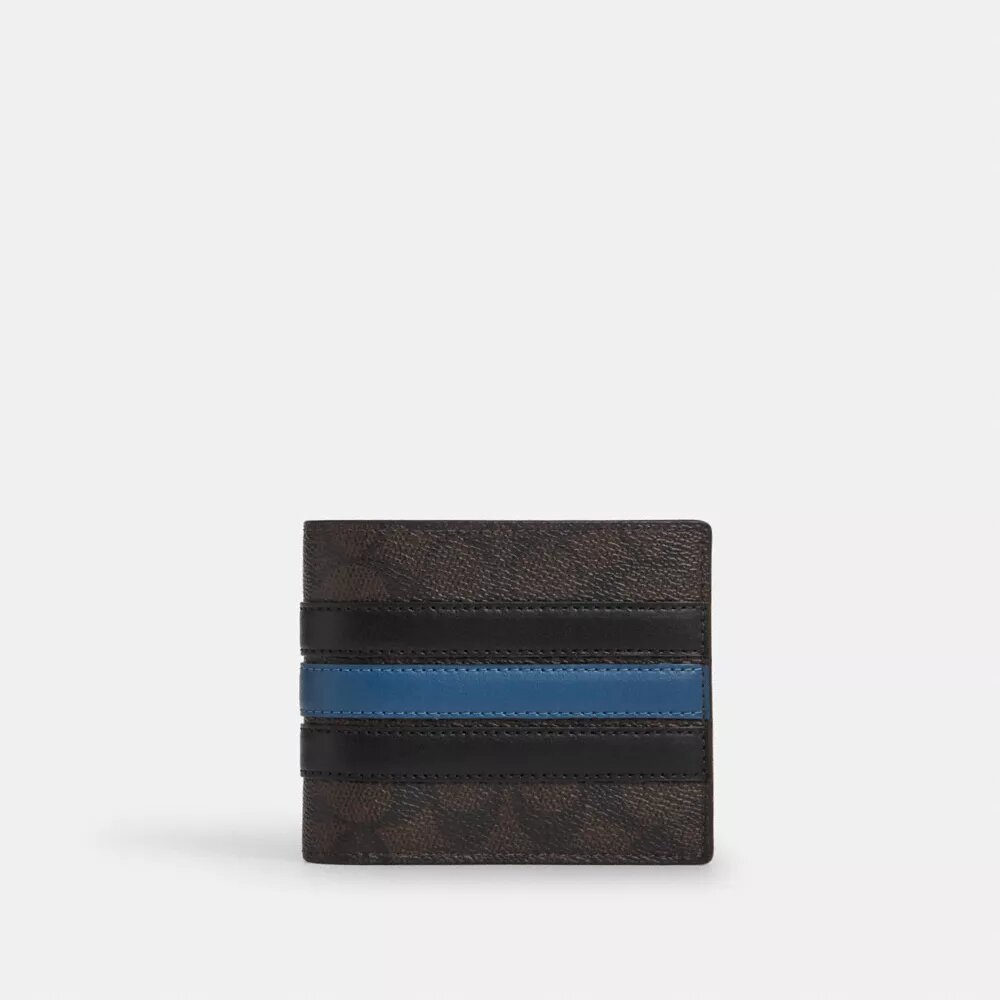 3-In-1 Wallet in Signature Canvas with Varsity Stripe
