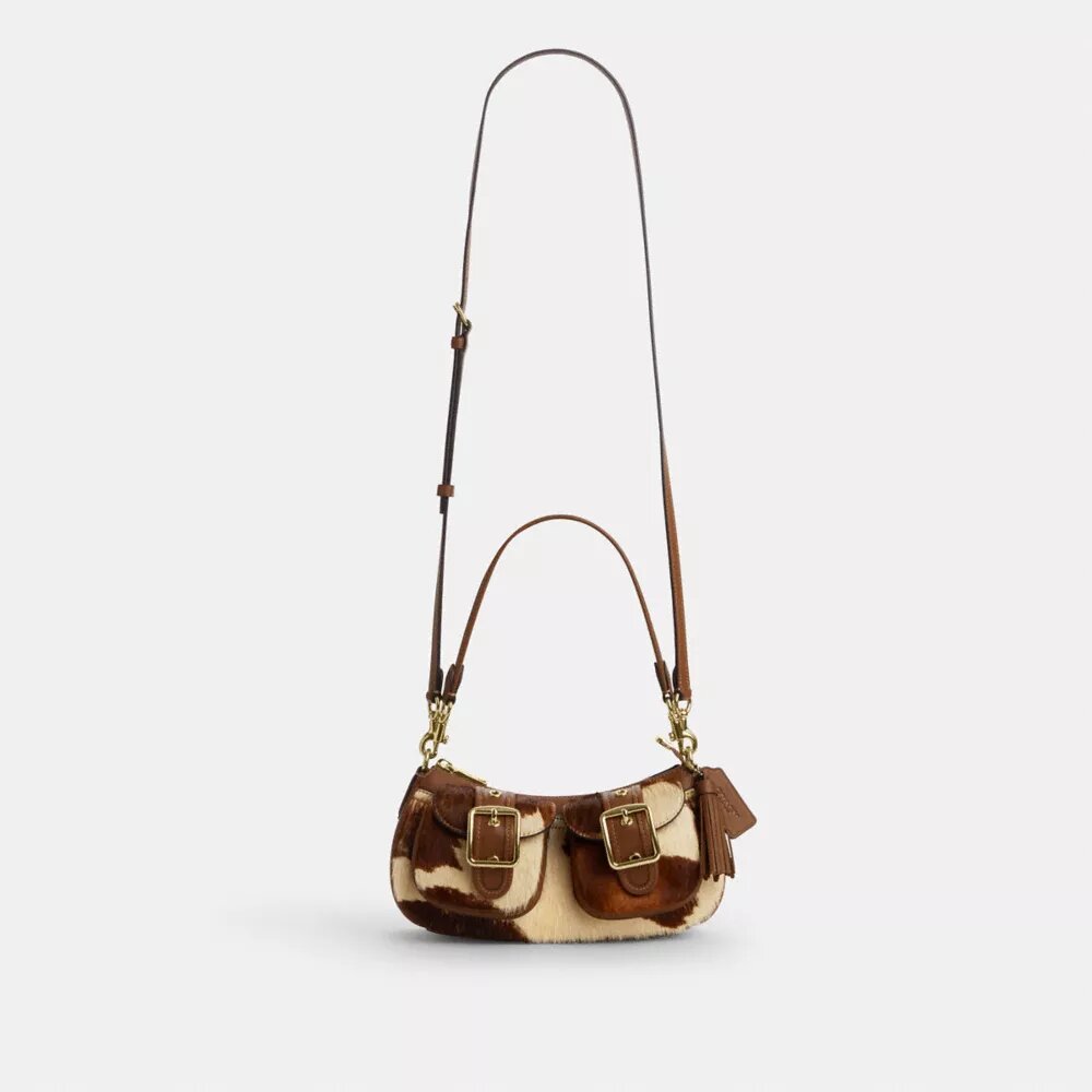 Ashton Shoulder Bag in Haircalf with Cow Print