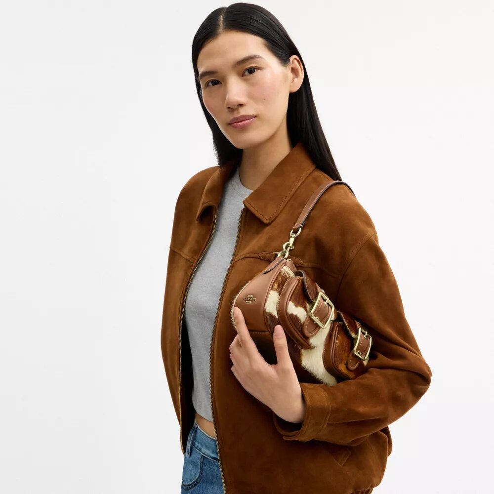 Ashton Shoulder Bag in Haircalf with Cow Print