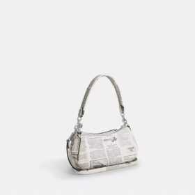 Ashton Shoulder Bag with Newspaper Print