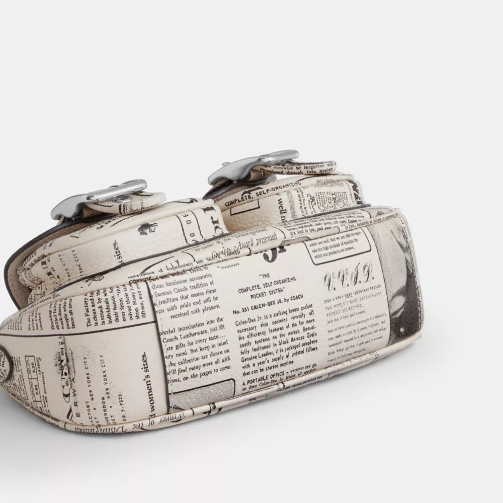 Ashton Shoulder Bag with Newspaper Print
