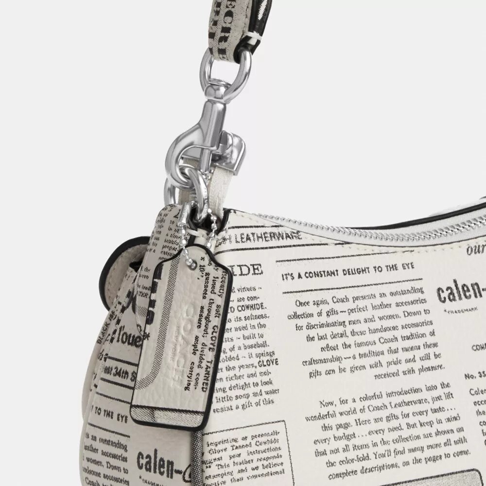 Ashton Shoulder Bag with Newspaper Print