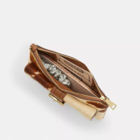 Ashton Wristlet in Haircalf with Cow Print