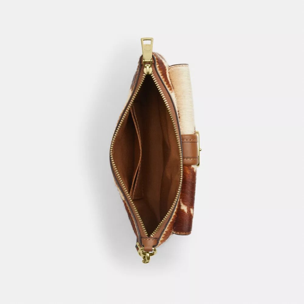Ashton Wristlet in Haircalf with Cow Print