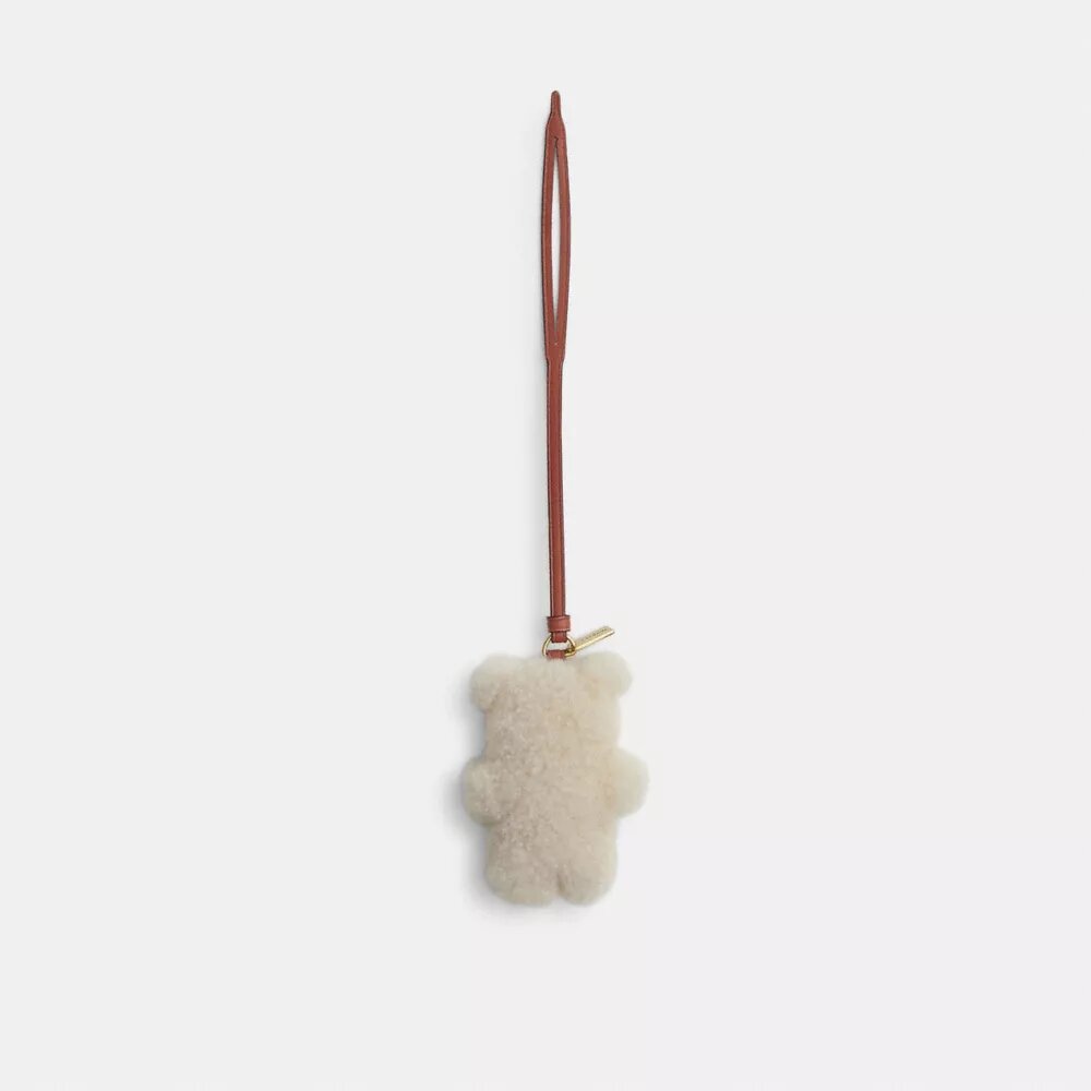 Bear Puffy Bag Charm in Shearling