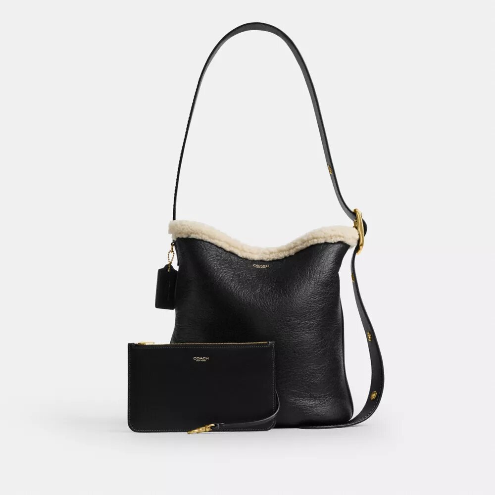 Bleecker Bucket Bag in Shearling