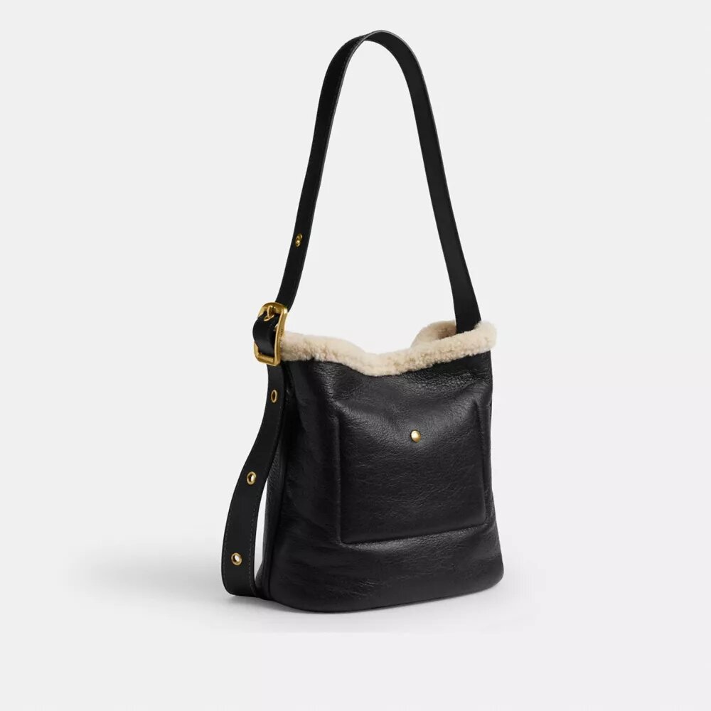 Bleecker Bucket Bag in Shearling