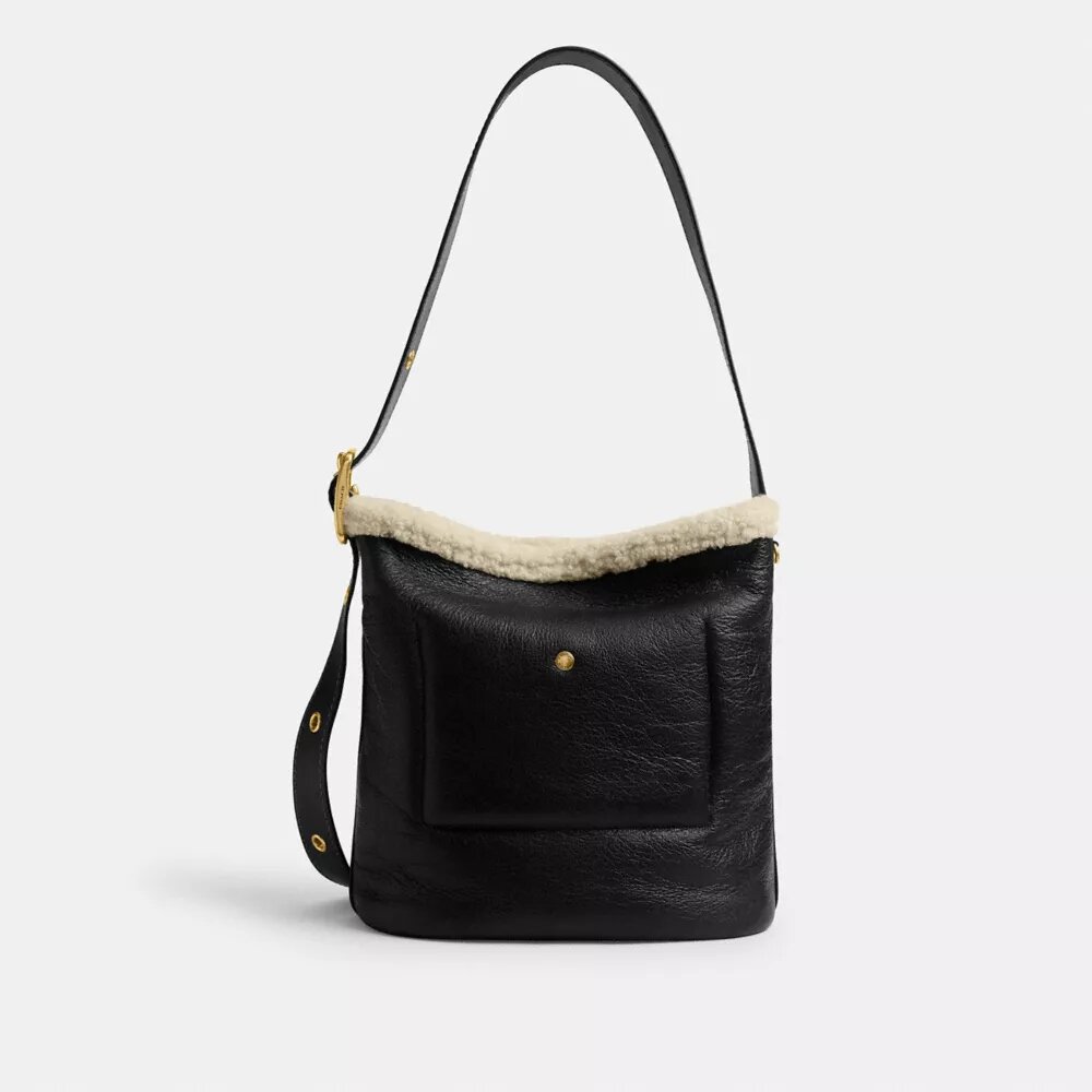 Bleecker Bucket Bag in Shearling