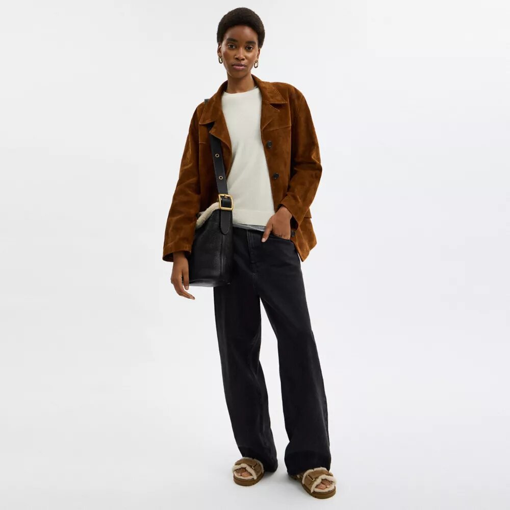 Bleecker Bucket Bag in Shearling