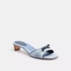 Bow Kitten Heel Sandal in Loved Denim