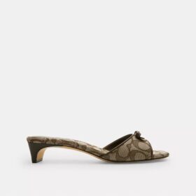 Bow Kitten Heel Sandal in Signature Jacquard
