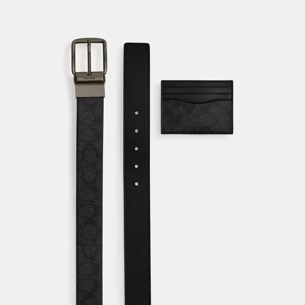 Boxed Card Case and Belt Set in Signature Canvas