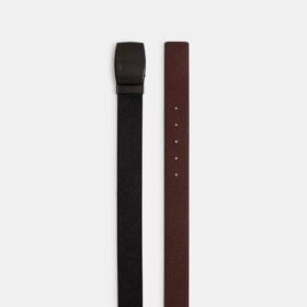 Boxed Plaque and Harness Buckle Cut-To-Size Reversible Belt, 38 Mm