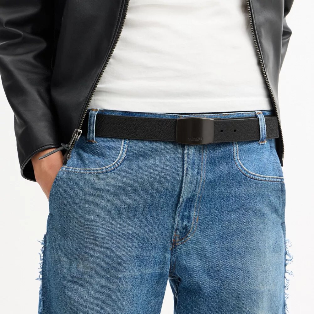 Boxed Plaque and Harness Buckle Cut-To-Size Reversible Belt, 38 Mm
