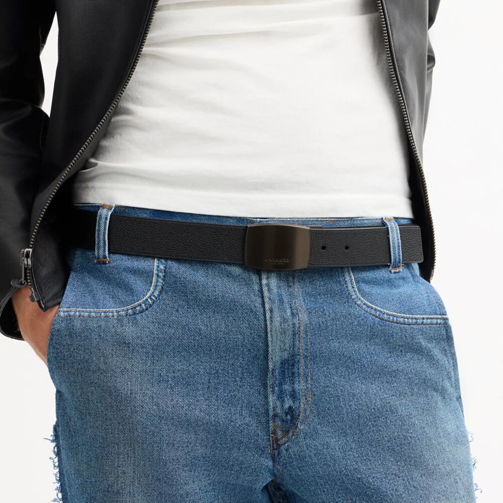 Boxed Plaque and Harness Buckle Cut-To-Size Reversible Belt, 38 Mm