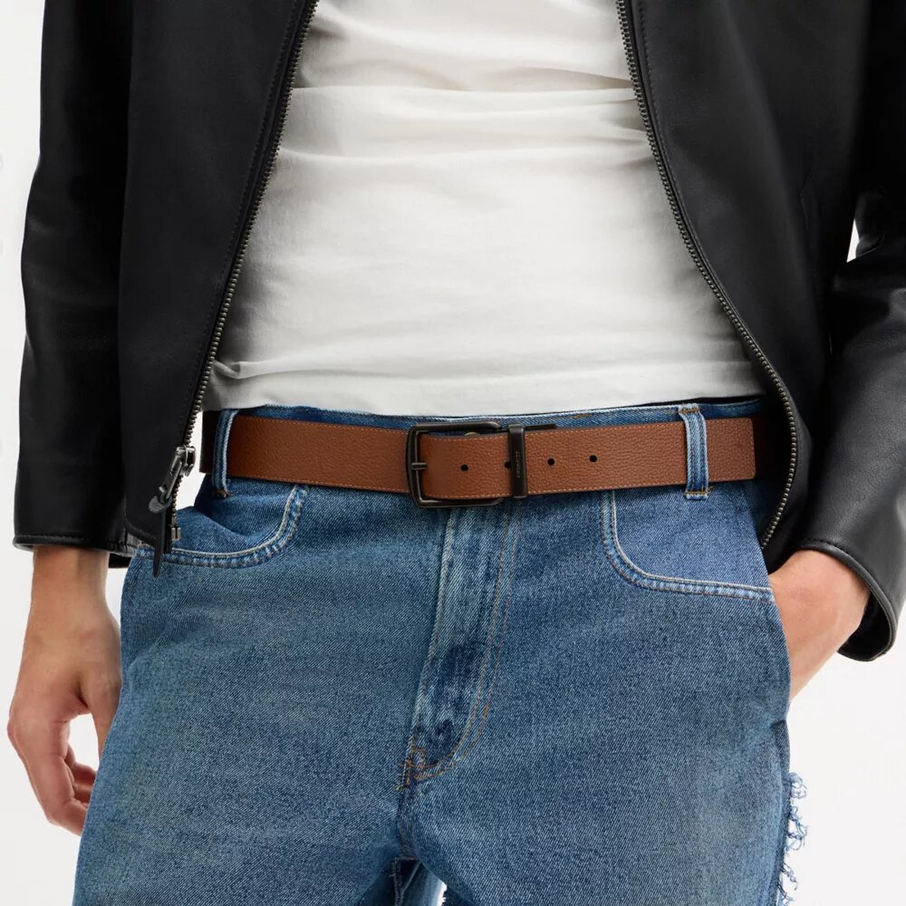 Boxed Plaque and Harness Buckle Cut-To-Size Reversible Belt, 38 Mm