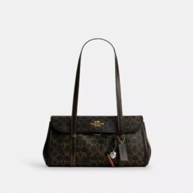 Bridget Flap Shoulder Bag in Loved Signature Canvas with Charms