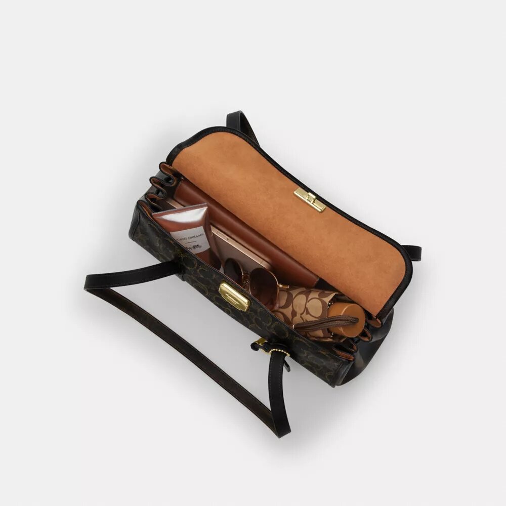 Bridget Flap Shoulder Bag in Loved Signature Canvas with Charms