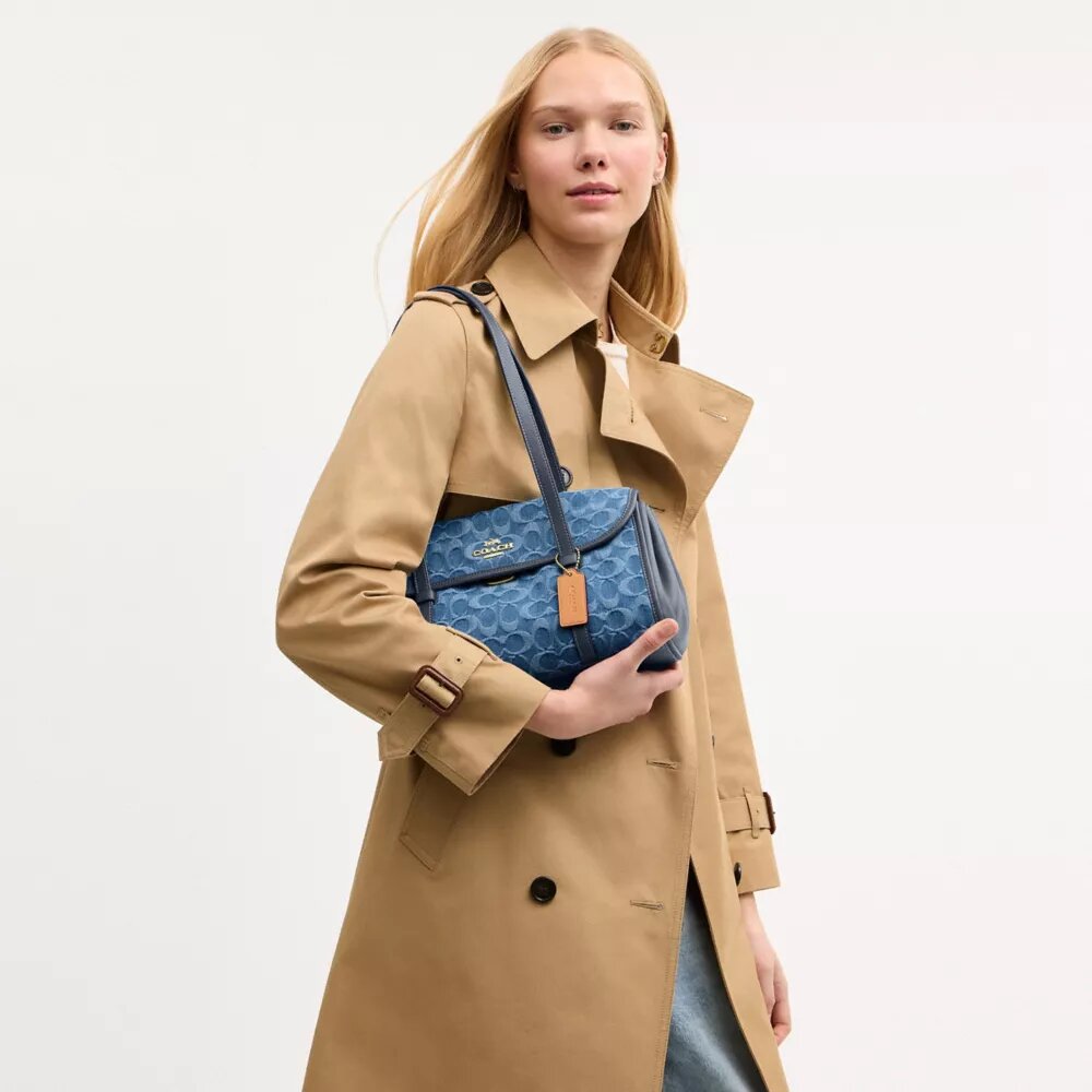 Bridget Flap Shoulder Bag in Signature Denim