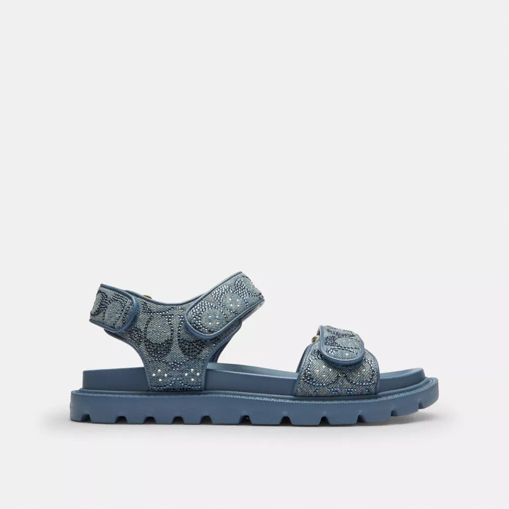 Brynn Sandal in Crystal Signature Denim