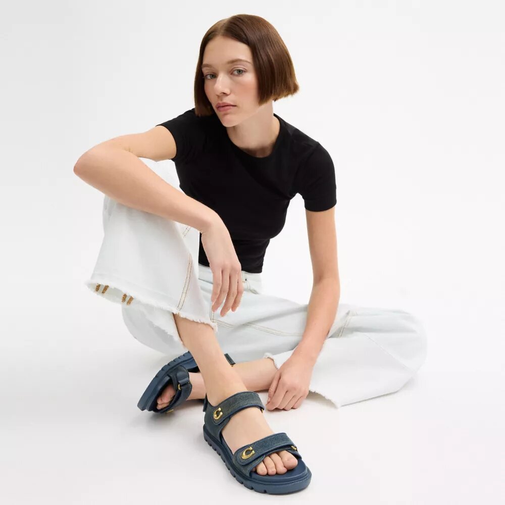 Brynn Sandal in Loved Denim