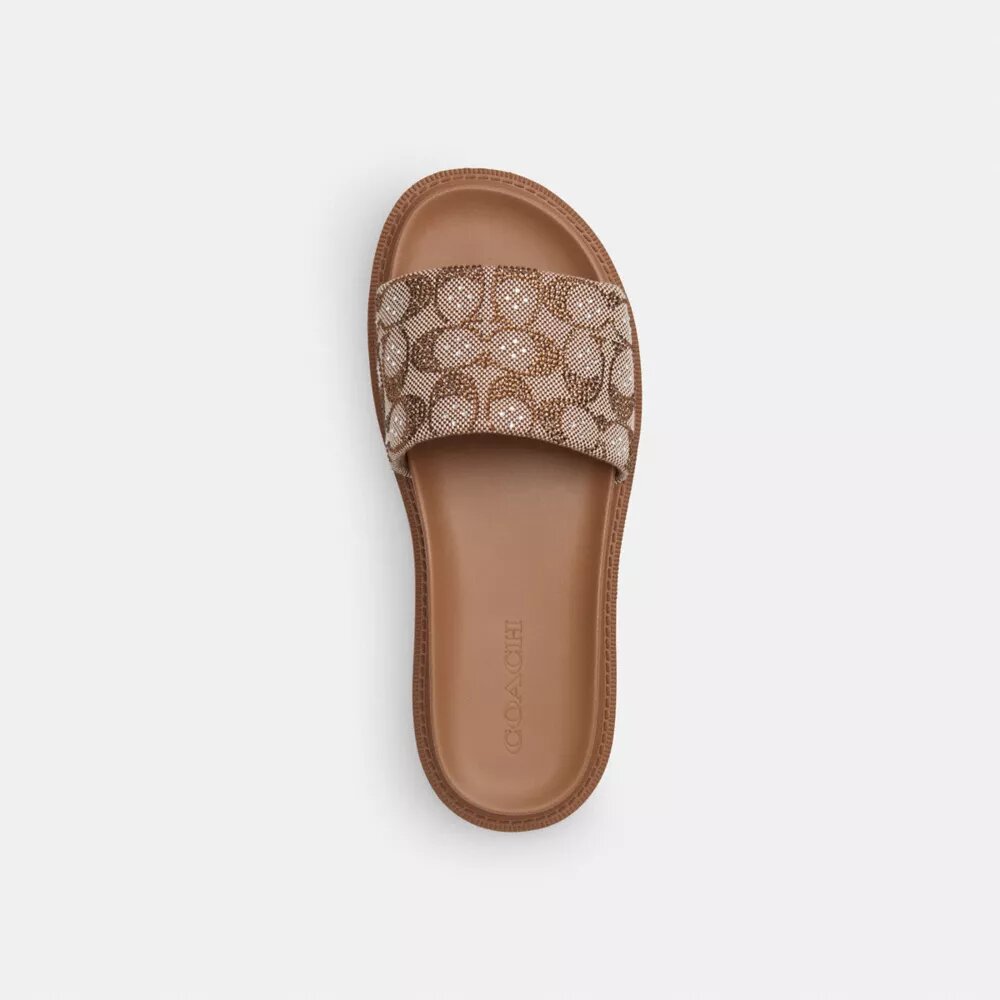 Brynn Slide Sandal in Crystal Signature Jacquard