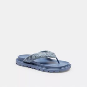 Brynn Thong Sandal in Crystal Signature Denim