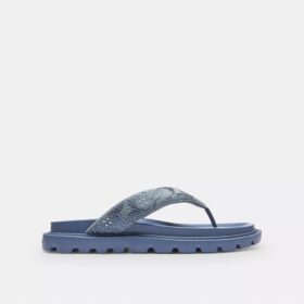 Brynn Thong Sandal in Crystal Signature Denim
