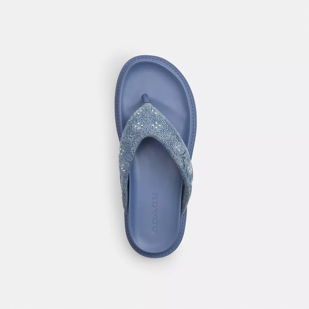Brynn Thong Sandal in Crystal Signature Denim