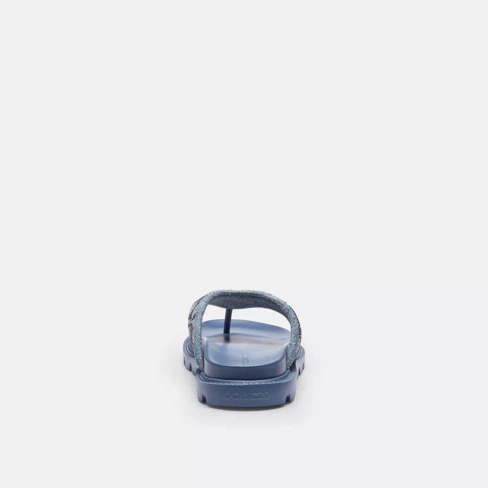 Brynn Thong Sandal in Crystal Signature Denim