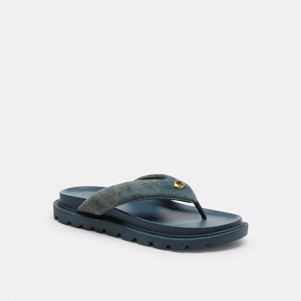 Brynn Thong Sandal in Loved Denim