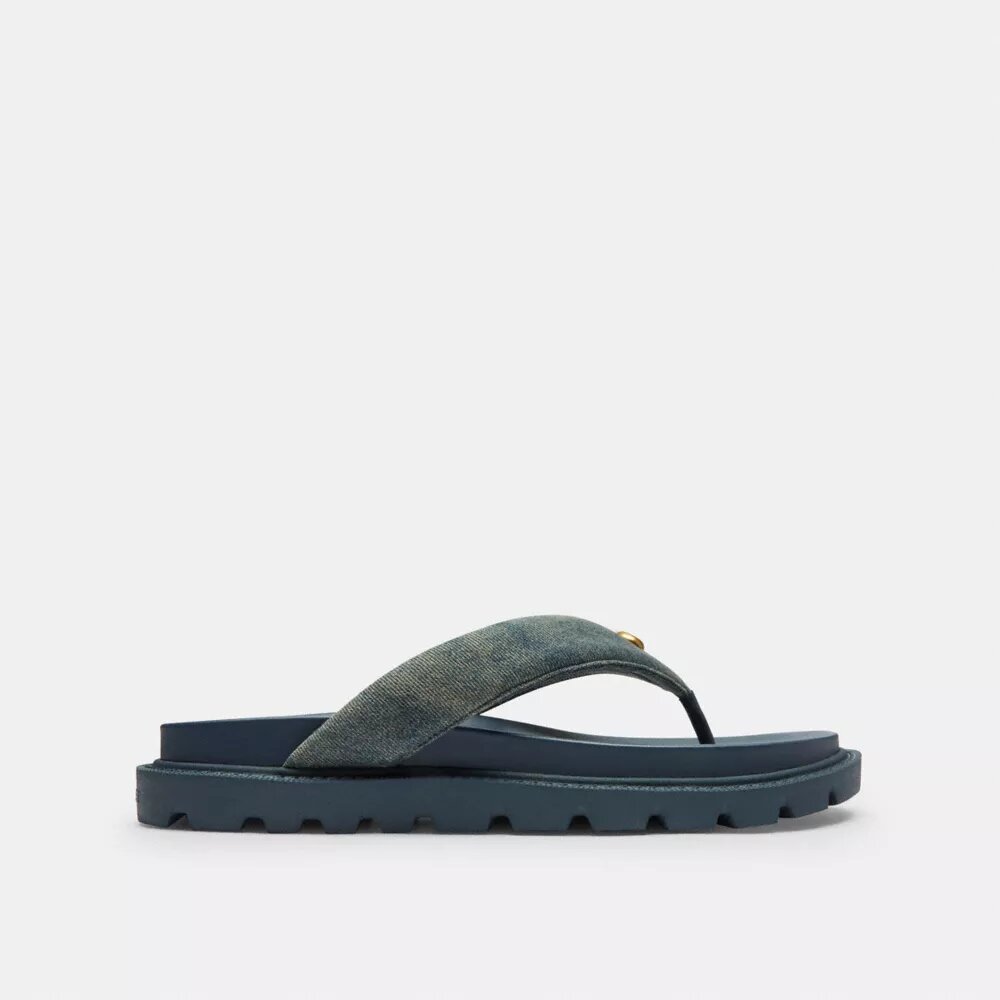 Brynn Thong Sandal in Loved Denim