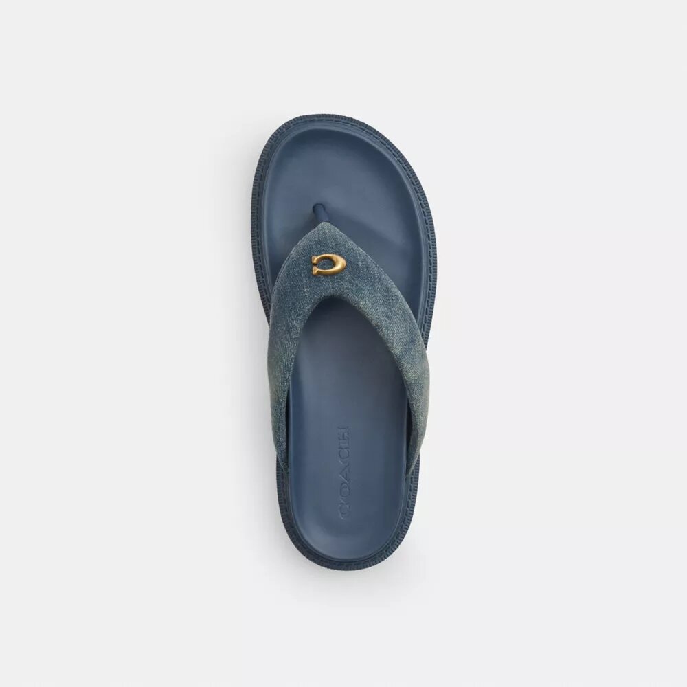 Brynn Thong Sandal in Loved Denim