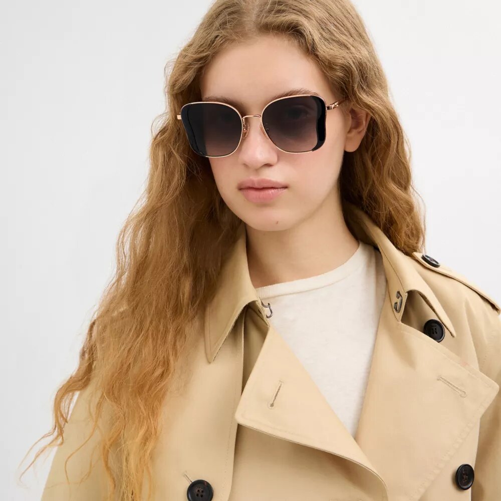 C Hardware Metal Butterfly Square Sunglasses