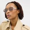 C Hardware Metal Narrow Oval Sunglasses