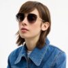 C Hardware Metal Round Sunglasses
