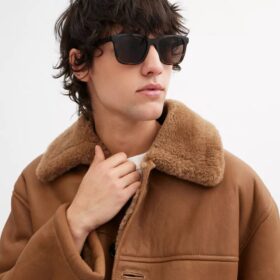 C Hardware Textured Temple Square Sunglasses