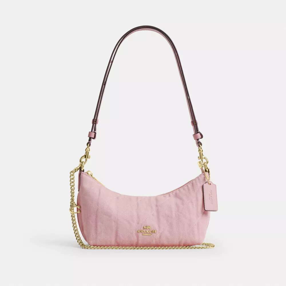 Caitlin Shoulder Bag in Regenerative Cotton with Quilting and Charm