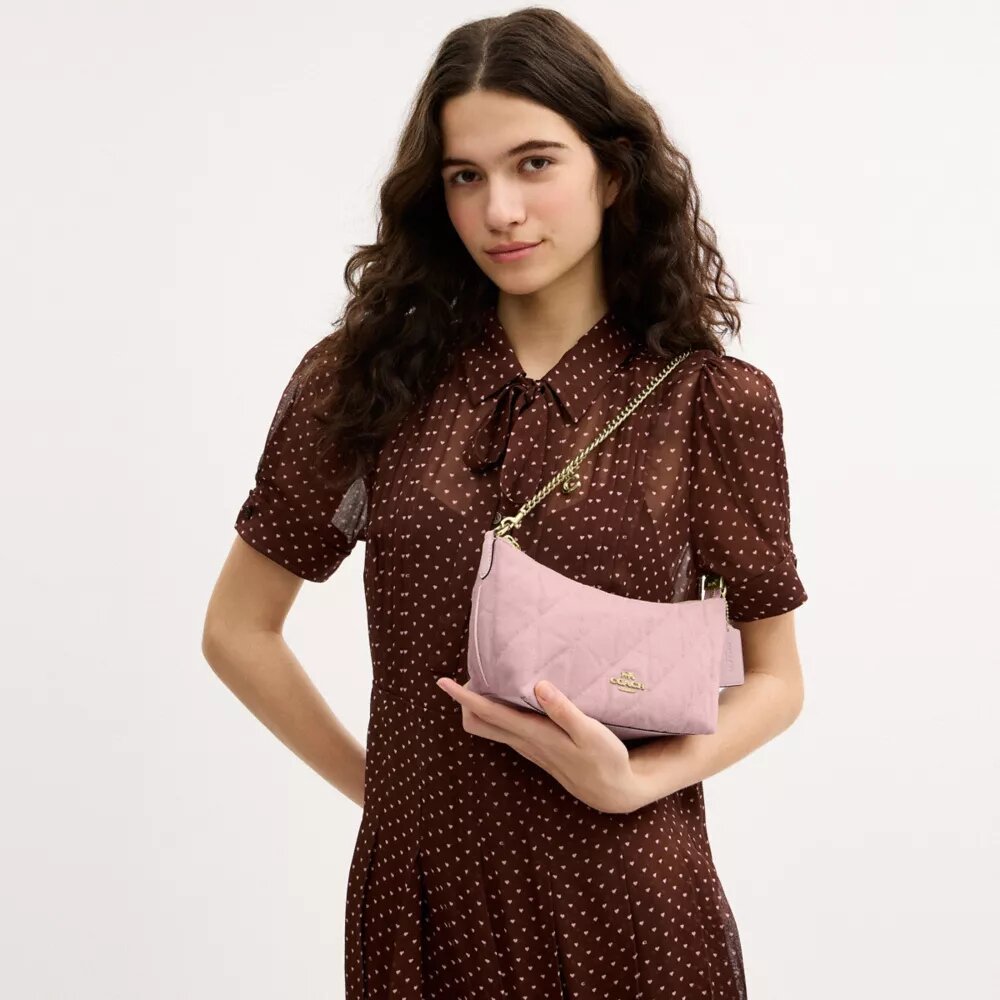 Caitlin Shoulder Bag in Regenerative Cotton with Quilting and Charm