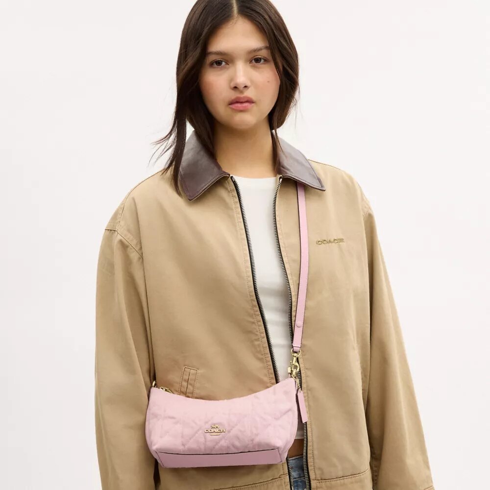 Caitlin Shoulder Bag in Regenerative Cotton with Quilting and Charm
