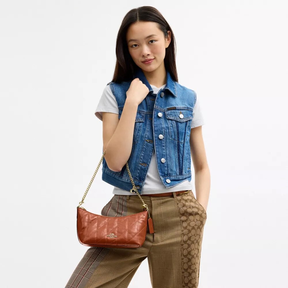 Caitlin Shoulder Bag with Quilting and Charm