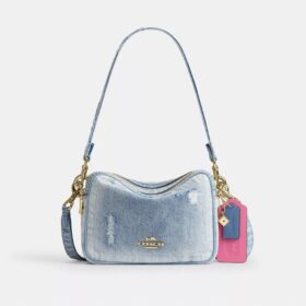 Carey Crossbody Bag in Loved Denim with Charms