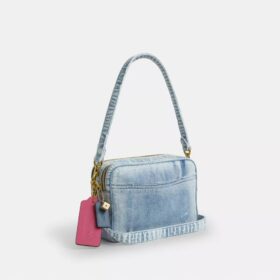 Carey Crossbody Bag in Loved Denim with Charms