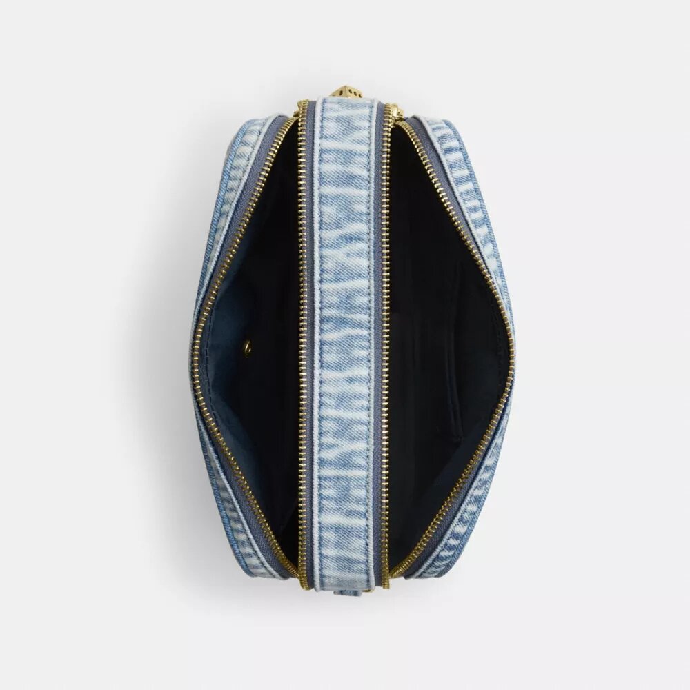 Carey Crossbody Bag in Loved Denim with Charms