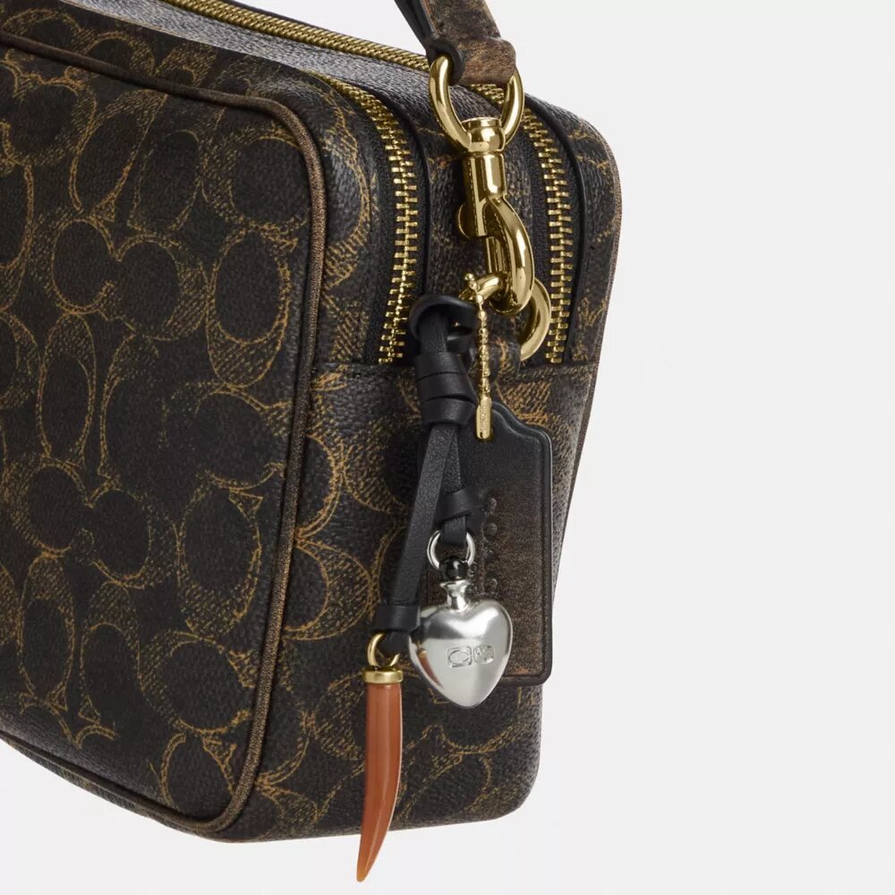 Carey Crossbody Bag in Loved Signature Canvas with Charms