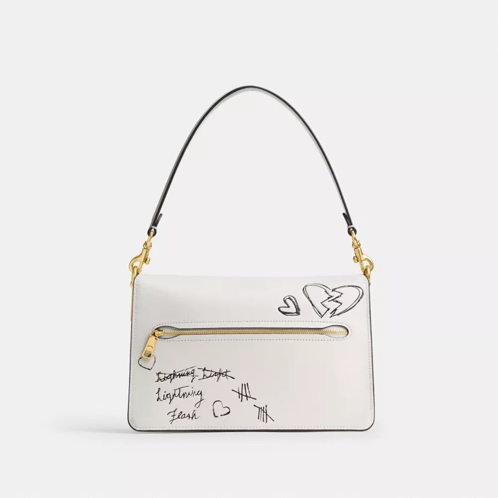 Chain Tabby Shoulder Bag with Sketch Print