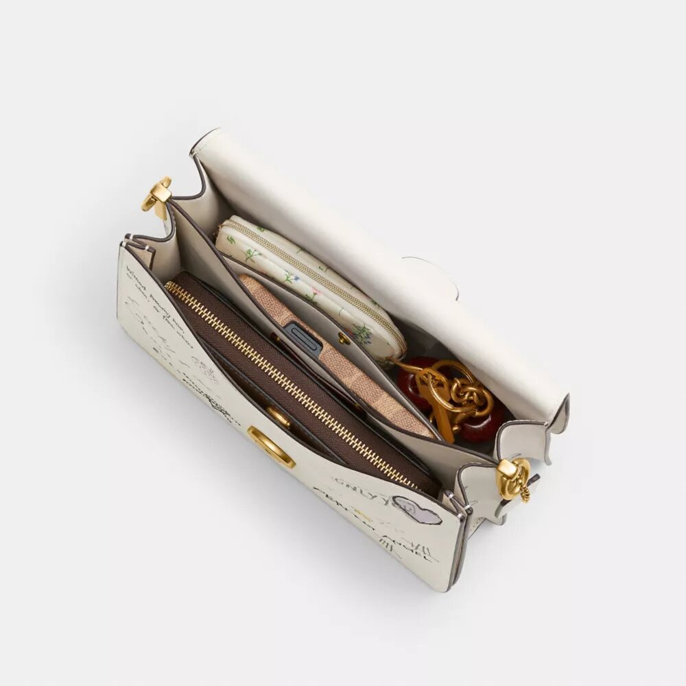Chain Tabby Shoulder Bag with Sketch Print