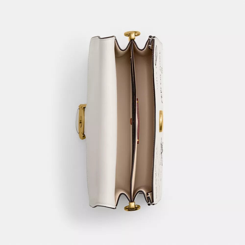 Chain Tabby Shoulder Bag with Sketch Print