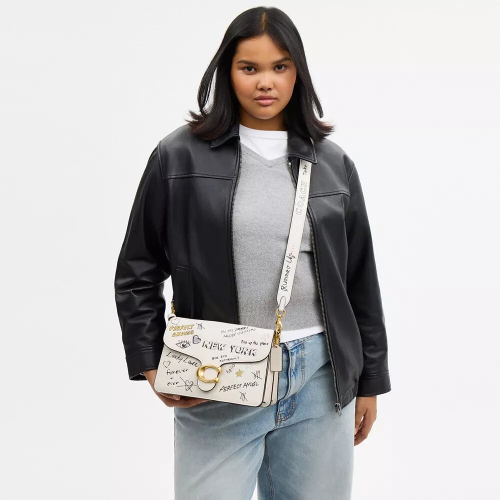 Chain Tabby Shoulder Bag with Sketch Print