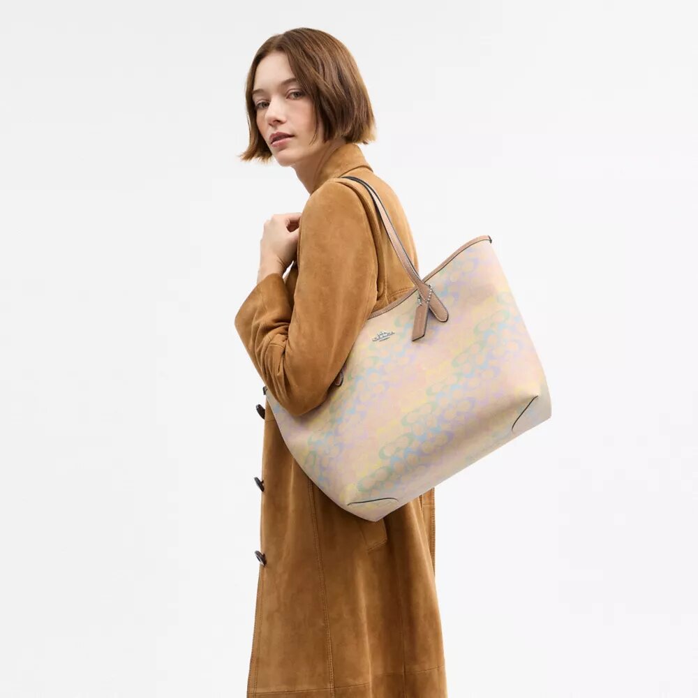 City Tote Bag in Rainbow Signature Canvas
